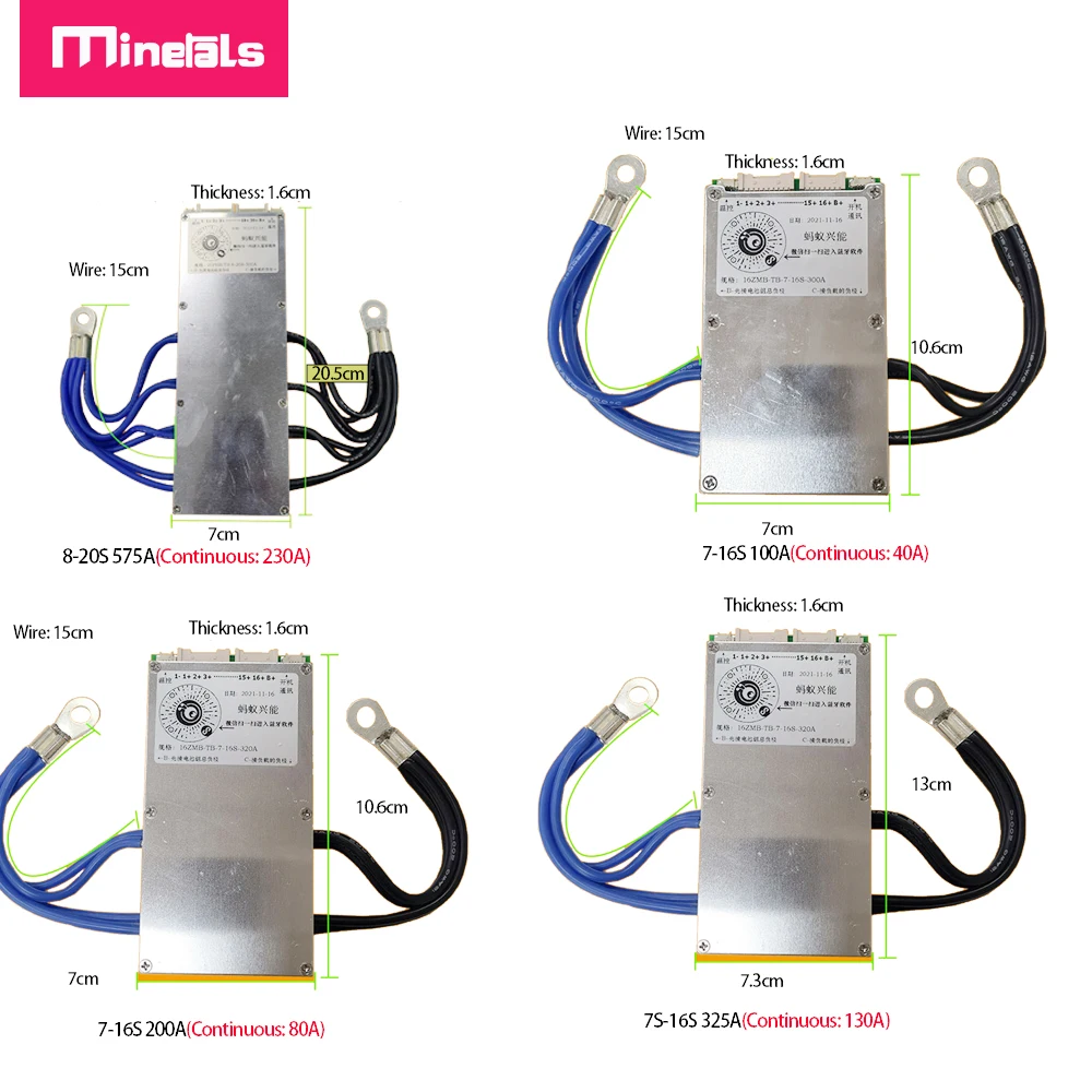 ANT BMS 7S-20S 8S 13S 16S 575A 450A 300A 275A 200A 100A 24V 48V LiFePo4 Li-ion LTO Battery Protection Board Bluetooth Smart PCM