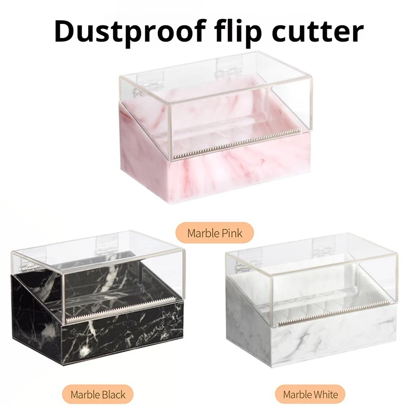 Wholesale Acrylic Dust-proof Lash Tape Cutter Marble Multi-grid Tape Storage Box Tape Dispenser Tool for Eyelash Extension