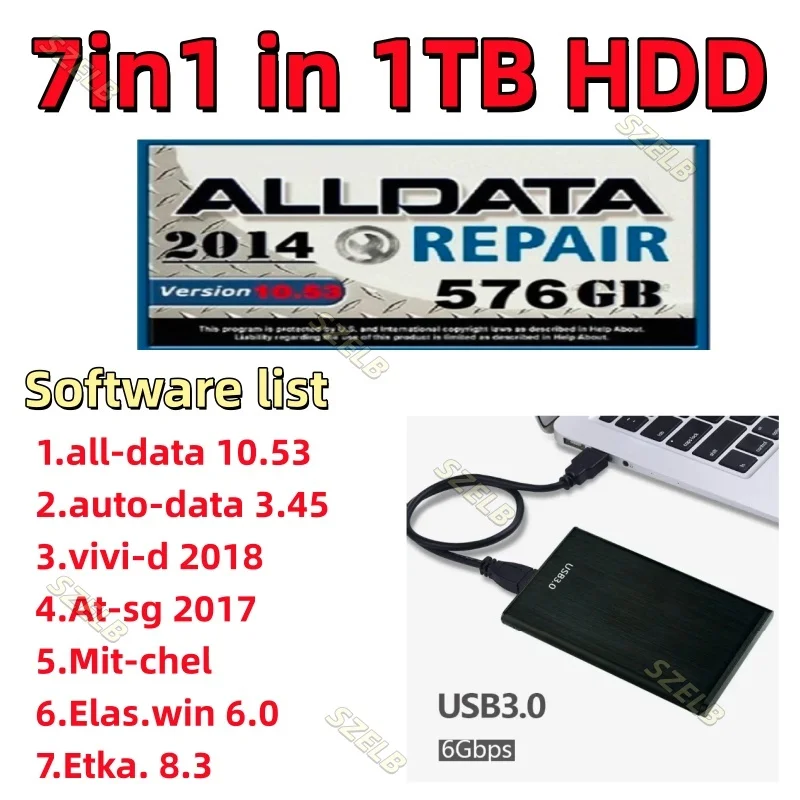 最新の7in1オフラインソフトウェア（alldata1053-autodata-345-vivid-2018-atsg-elaswin-60-etka-83）を1tb-hddまたはリンクで送信します