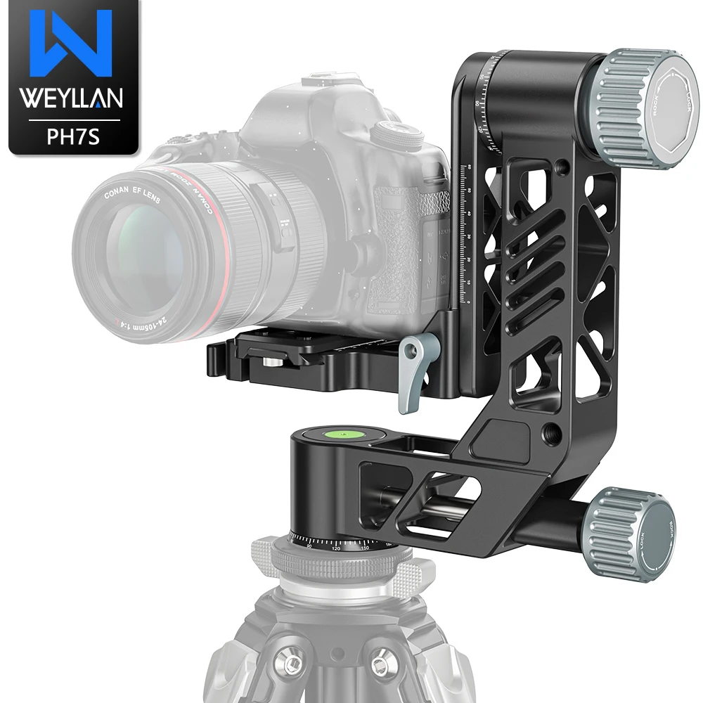 

WEYLLAN PH7S Professional Gimbal Tripod Head 720 Panoramic Gimbal Head for Birdwatching Telephoto Lens Aluminum Alloy Lever Lock