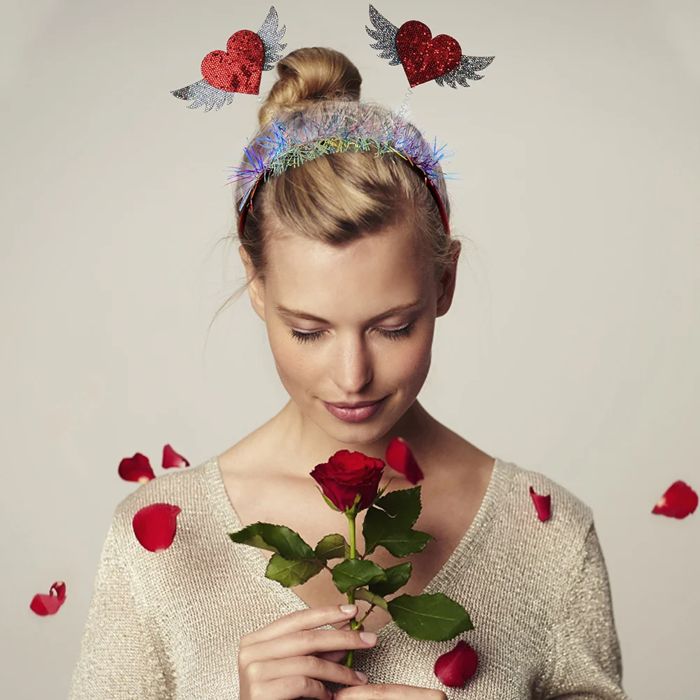 

Valentine Heart Headband with Wing Design Fashionable Holiday Party Accessory for Adults Girls Celebration Wear