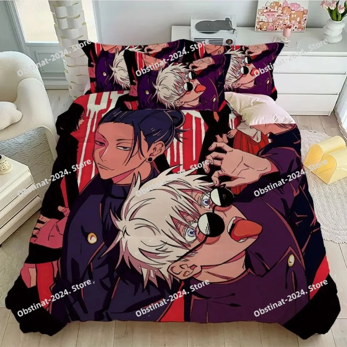 

Cool -K-Jujutsu Kaisen Anime Bedding Sets- Popular Character Collection - Includes Pillowcase and Duvet Cover in Full Size
