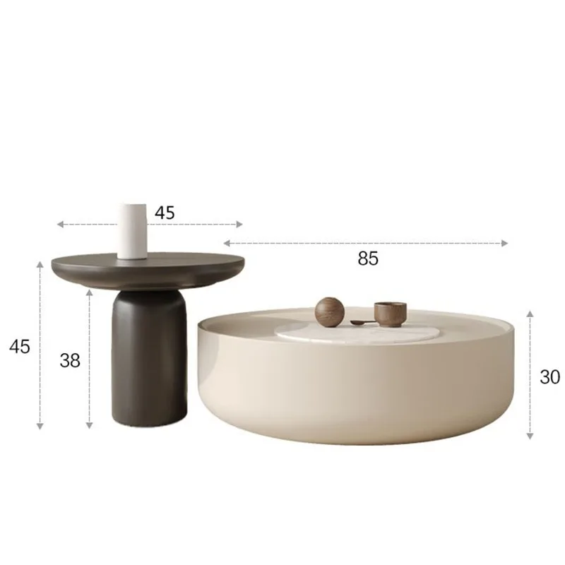 Table Basse Ronde en Bois pour Salon, Cadres de Rangement, Meubles de Luxe