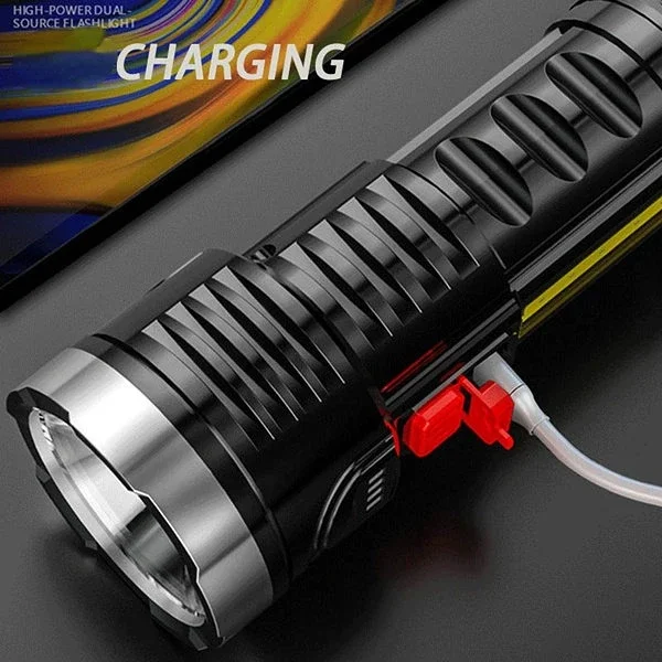 New Style 6LED Flashlight Mini Portable Lamp with Built-in 18650 Battery USB Rechargeable COB LED Flashlight for Camping Lights