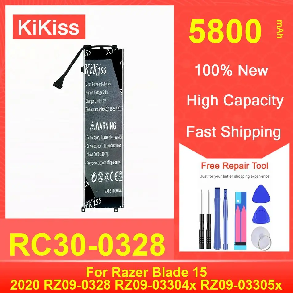 

5800Mah Kikiss Battery RC30-0328 For Razer Blade Stealth 15 2020 RZ09-0328 RZ09-03304X RZ09-03305X RZ09-0330X RZ09-0330