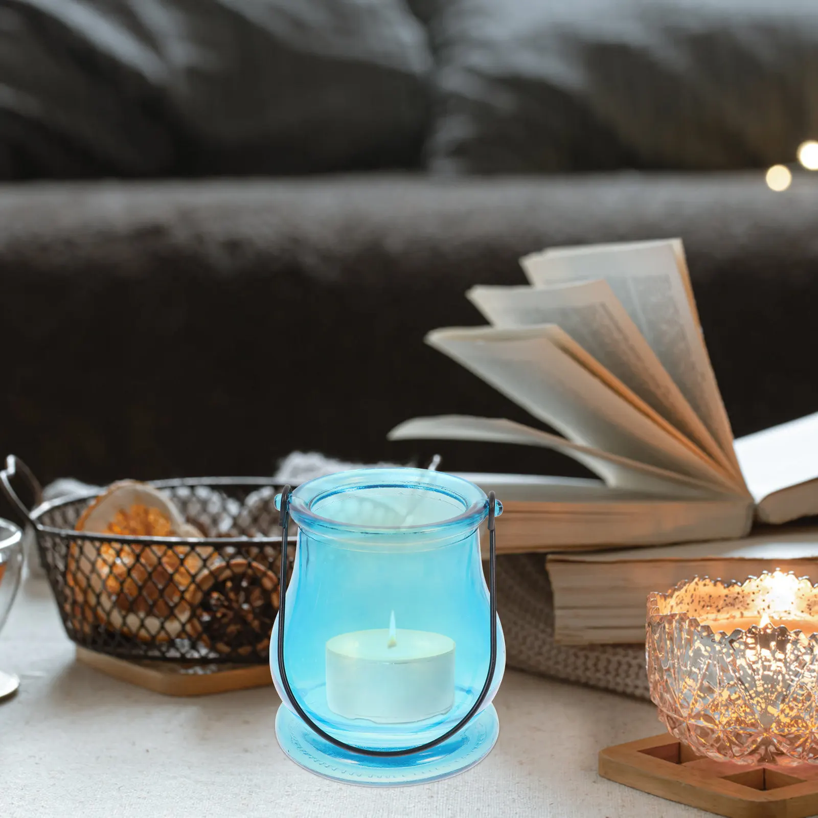 5Pcs Glass Hanging Holder Tea Light Holder Wall Mounted Elegant Iron Frame Home Decor Party Wedding Table Setting