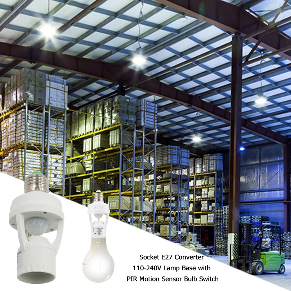 Socket E27 Converter 110-240V Automatic Detection Of Human Body Lamp Base with PIR Motion Sensor Light Bulb