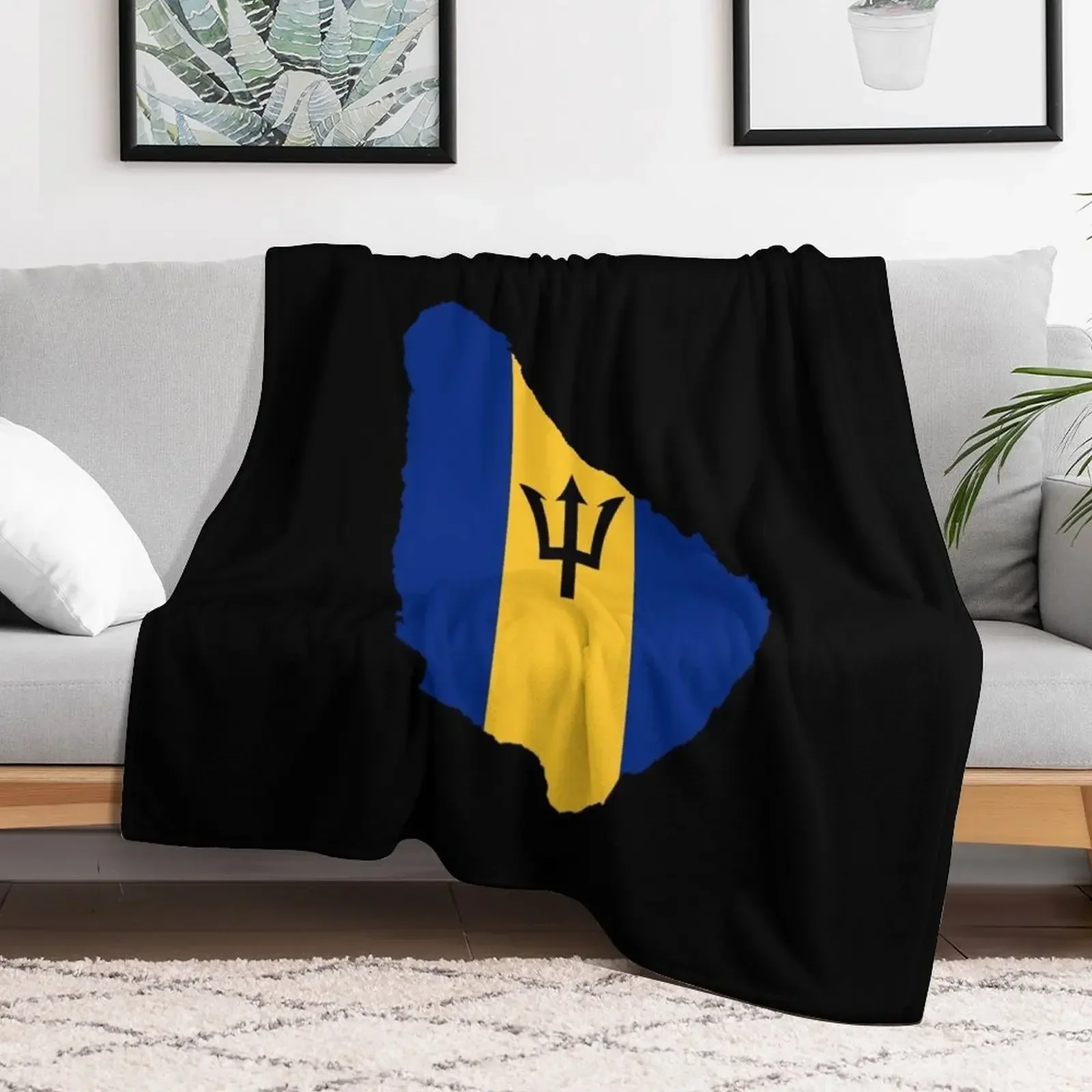 Flag Map of Barbados Throw Blanket Soft Decorative Throw Nap Blankets