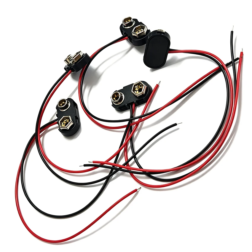 10pcs 9V Battery Snap Connector Clip Lead Wires 15cm Holder Hard Plastic Shell Battery Wiring Buckle