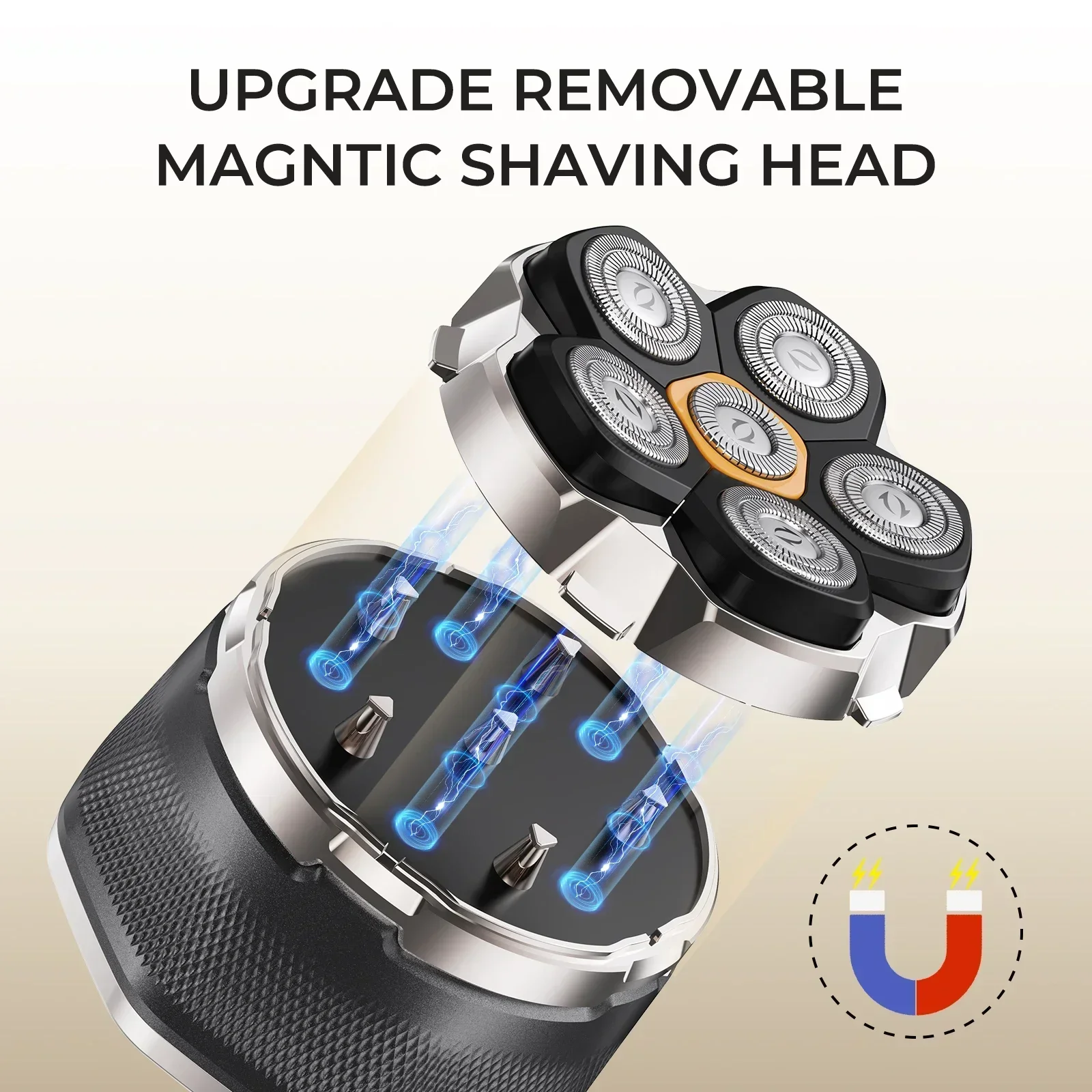 Sweker Head Shaver for Bald Men Magnetic Electric Razor for Men IPX7 Waterproof Rechargeable Beard Shavers image 3