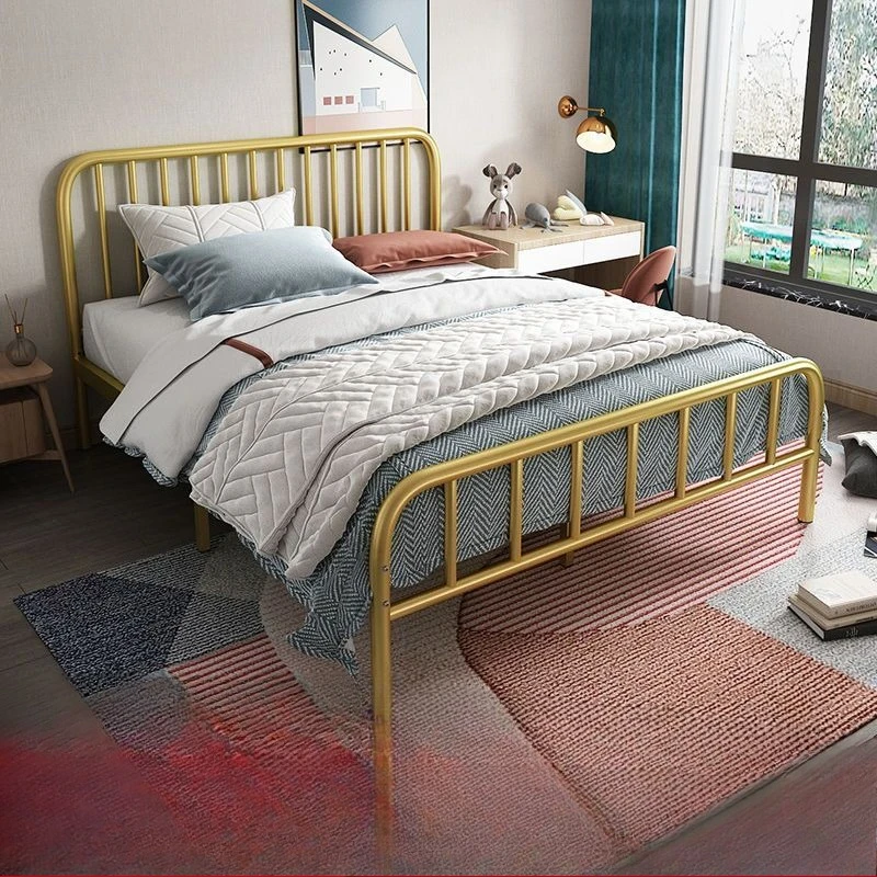 

Bed Modern Simple Wrought Iron Bed Nordic Iron Bed 1.5 Meters Iron Frame 1.8 Meters Rental House 1 Meter 1.2