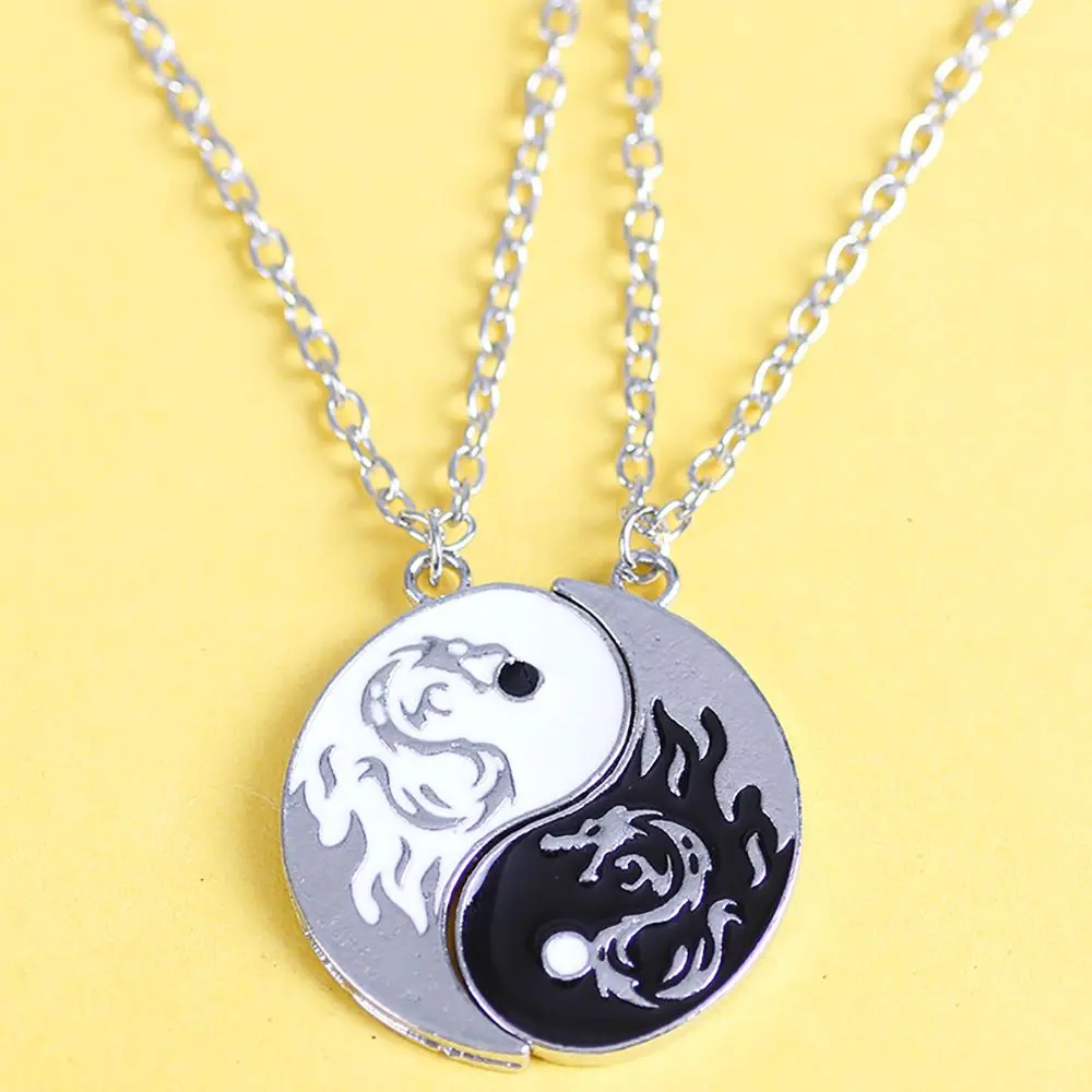 For Best Friends Chinese Style Wolf Fashion Jewelry Gossip Dragon Pendant Clavicle chain Yin Yang Necklace Couple Necklace