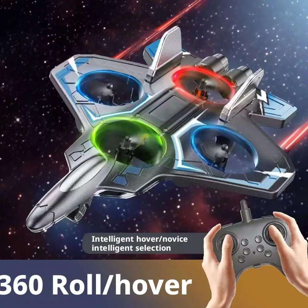 2.4G Remote Control Fighter Electric Foam Glider Stunt Tumbling UAV Hovering Helicopter With LED Colorful Lights Aircraft Model