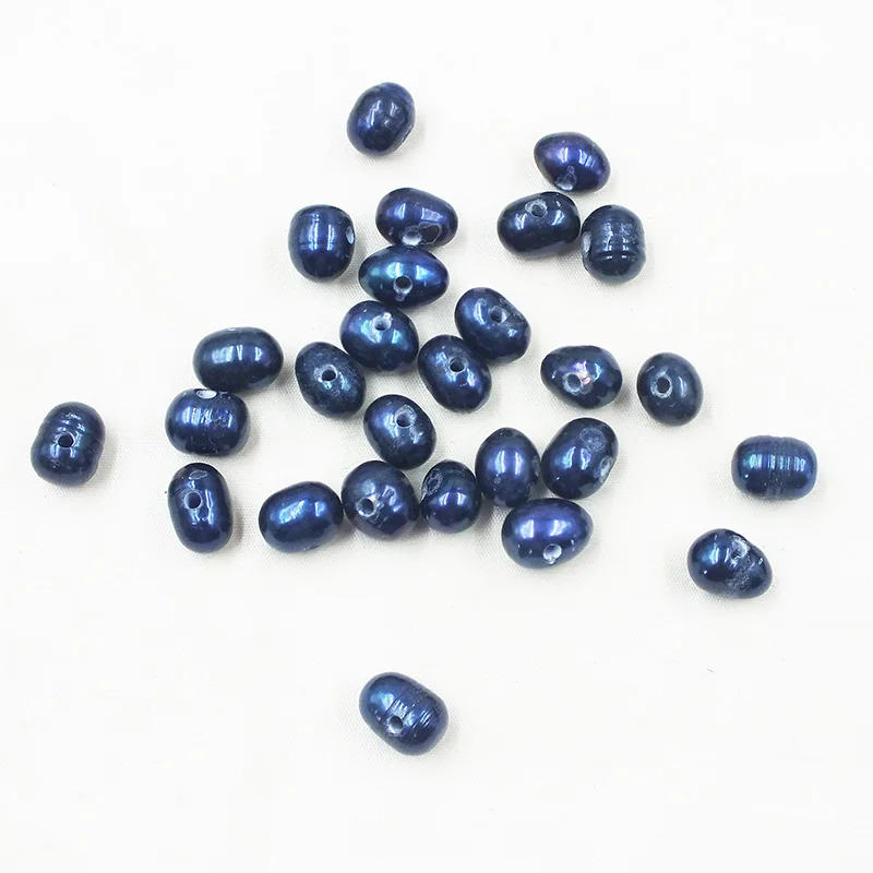 200pcs /lot  High quality 9-10mm Black Freshwater Round Potato Pearls With 2mm Hole