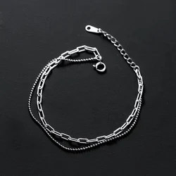 La Monada 15+3.5cm Retro Layer Bracelets For Women Silver 925 Sterling Jewelry Fine 925 Sterling Silver Women's Bracelet Buckle