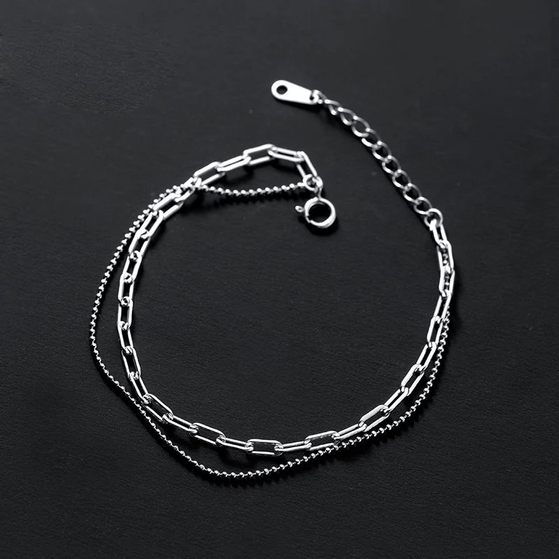 La Monada 15+3.5cm Retro Layer Bracelets For Women Silver 925 Sterling Jewelry Fine 925 Sterling Silver Women's Bracelet Buckle