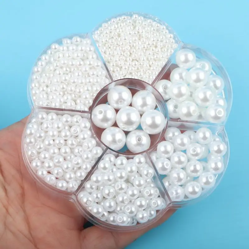 Faux Pearl Beads 3-12mm Mixed Box Pre Drilled Smooth Glossy for Group Craft Party DIY Jewelry Making Activities
