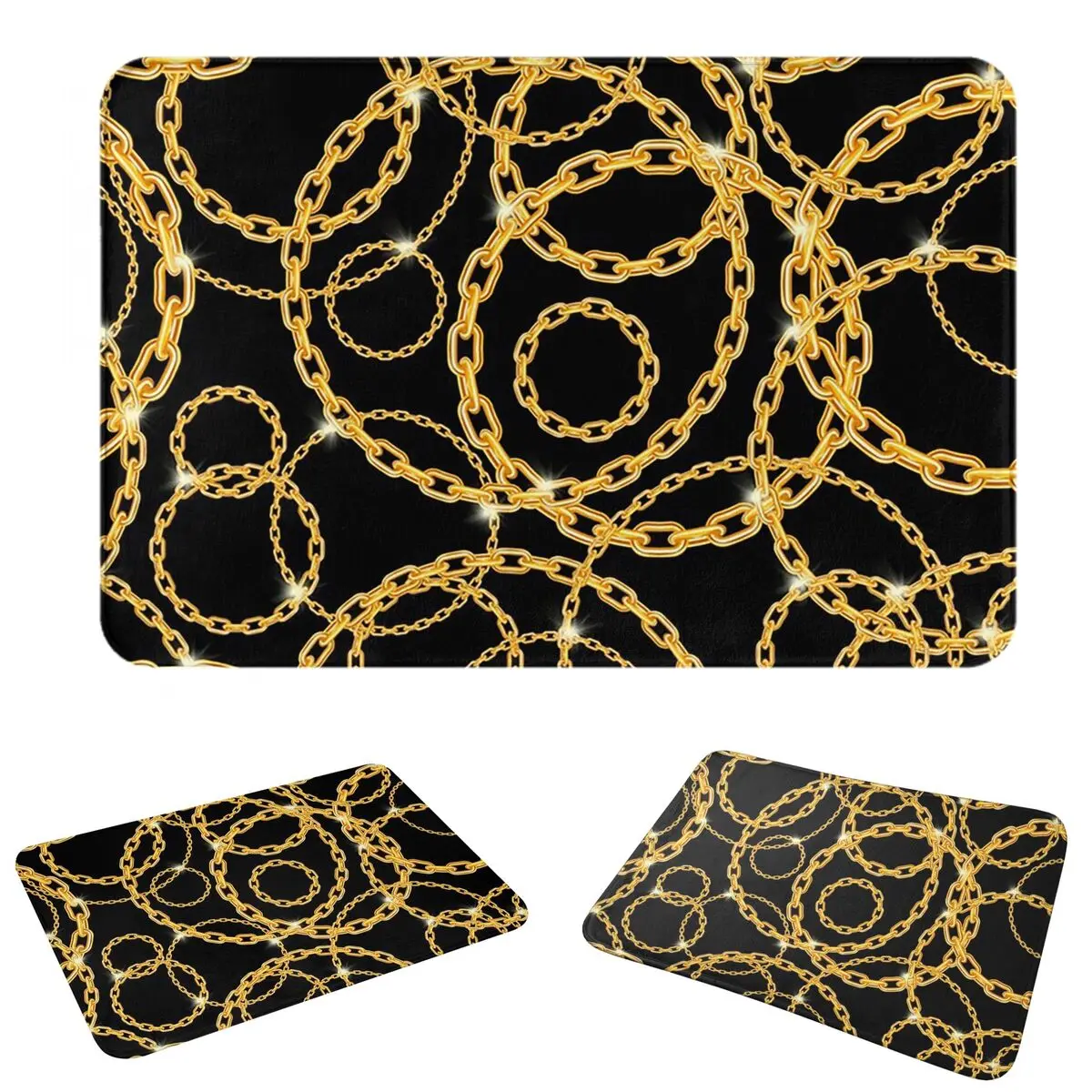 Gold Chains Doormat Sand Scraping Carpet Rug Kitchen Entrance Home Floor Mat for Balcony Footpad Mats
