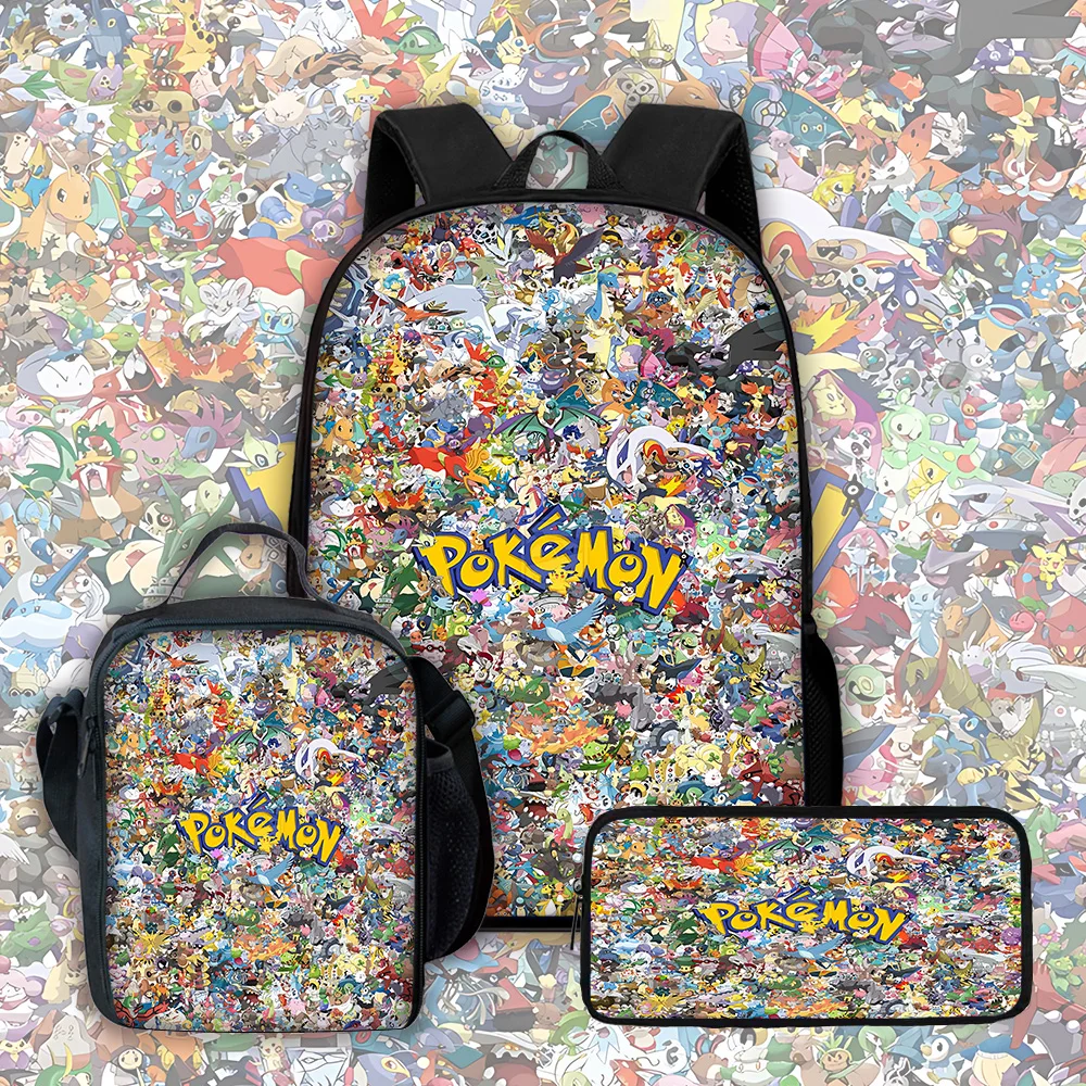 Mochila Escolar Infantil com Desenho de Potdemiel, com Bolsas para Almoço, Bolsas para Lápis, Mochilas para Meninos e Meninas, Melhor Presente P-PokéS