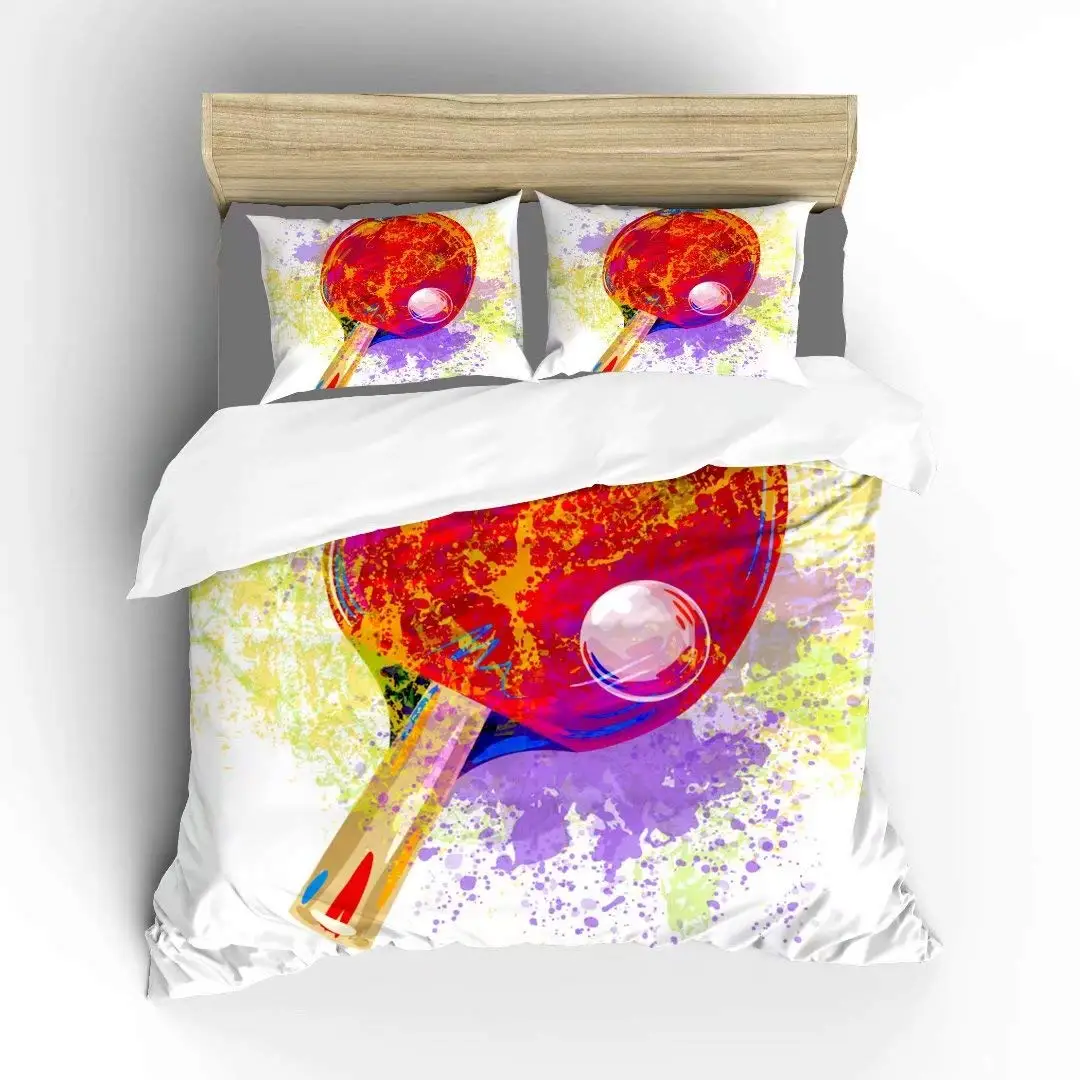 Cool Table Tennis Soft Duvet Covers Player Ball Sports Printed Kids Adults Bedding Sets for Bedroom Quilt Covers Queen King Size