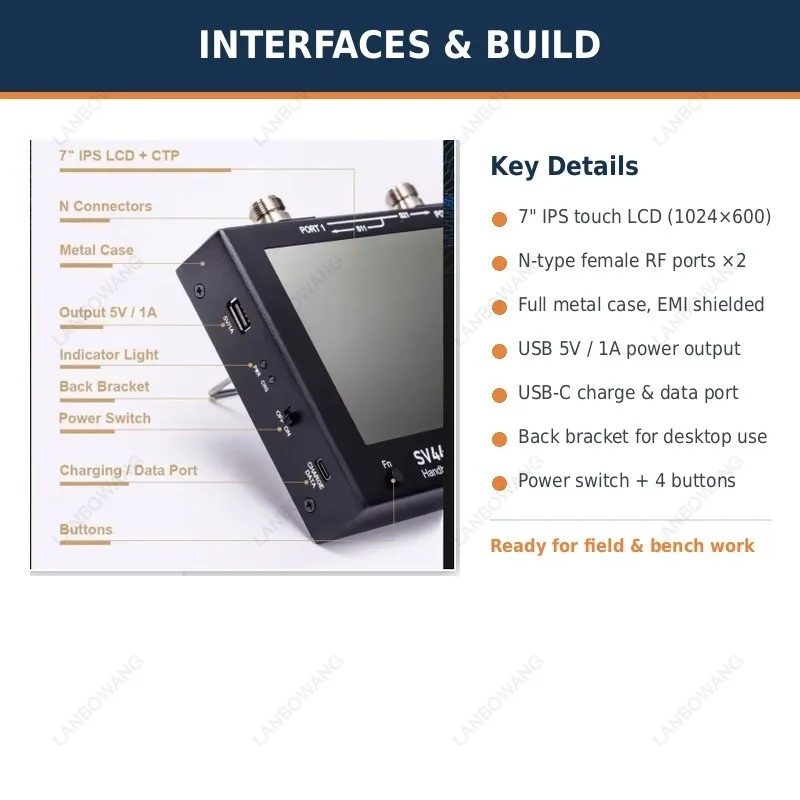 7 Inch Touch LCD Handheld Vector Network Analyzer 50KHz-4.4GHz HF VHF UHF VNA FCC Tester Kit Antenna Analyzer NanoVNA