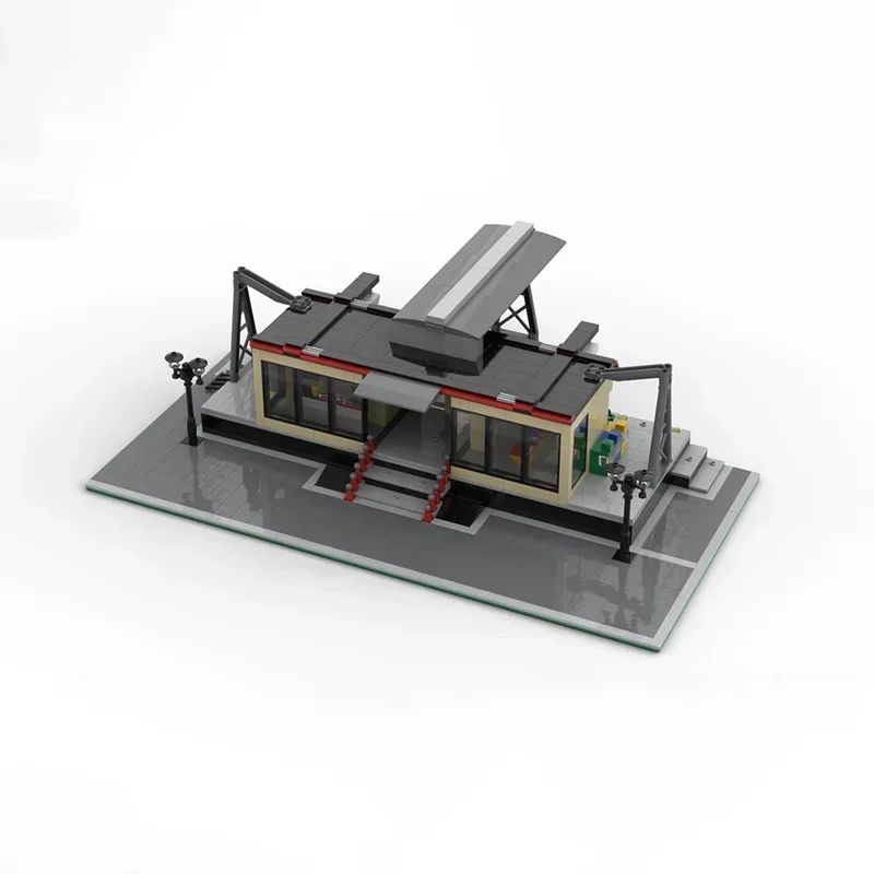 City Street View Moc Building Bricks Modular Train Station Expanded Model Blocks Toys