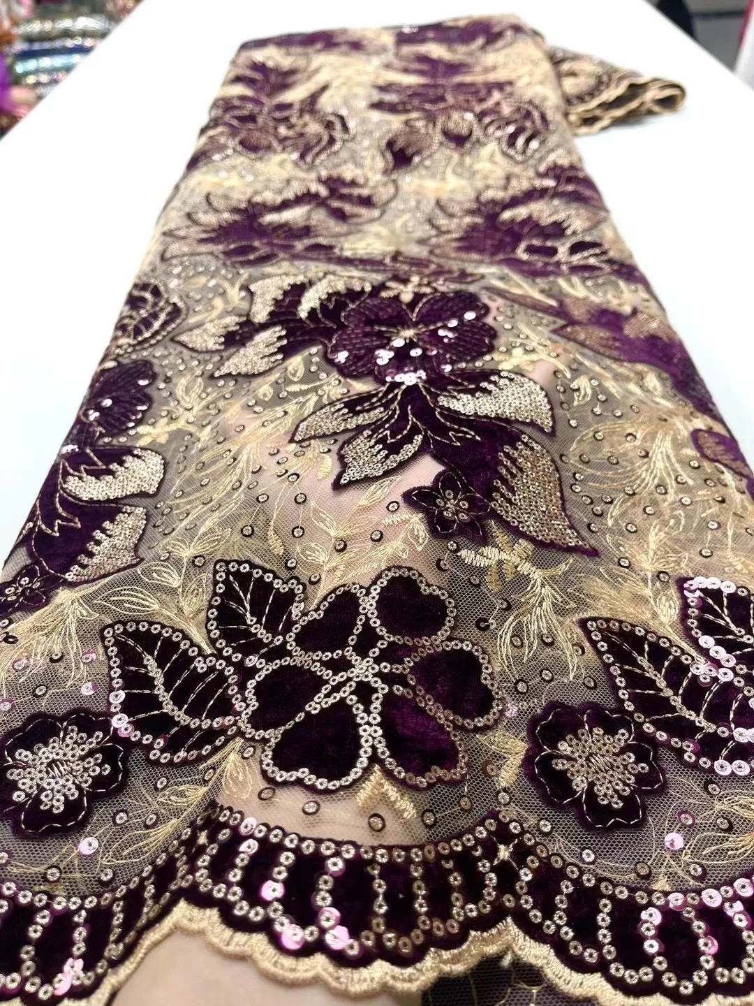 African Velvet Tassel Lace Fabric with Intricate Embroidery Laser Cut Traditional Nigerian Attire 2025 Drapes Designs Sewing