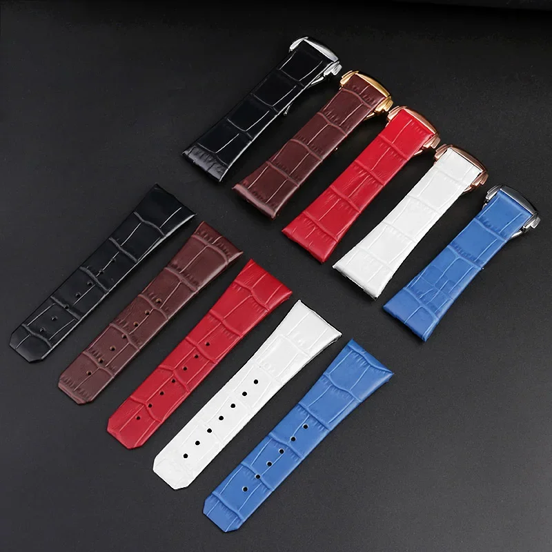 Dedicated female interface For Omega Constellation Real Cowhide Wristwatch Strap 23MM Folging Buckle Style Notch 10mm Band
