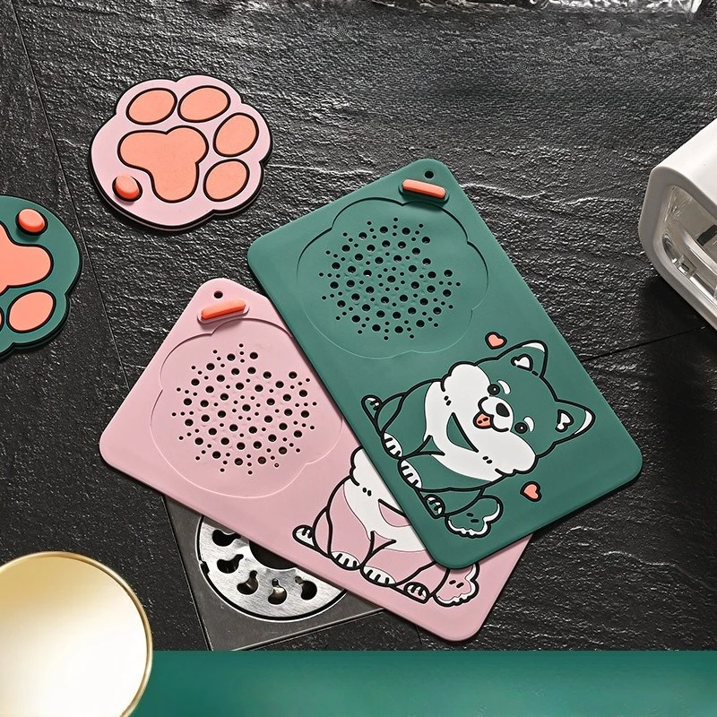 Rectangle Bathroom Deodorant Floor Drain Cover Insect-proof Kitchen Bathroom Toilet Cartoon Floor Drain Pad Silicone Sticker