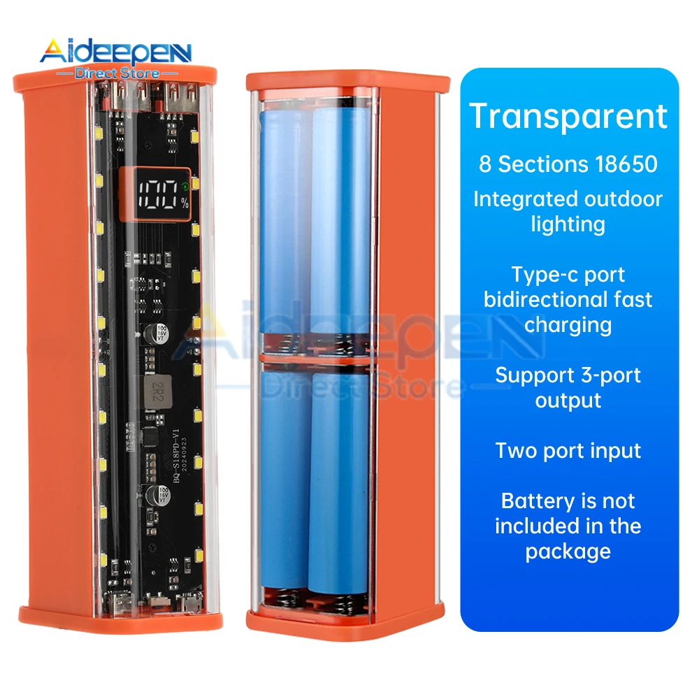 Dual Type C USB  Power Bank Shell 5V/9V/12V DIY Shell 18650 Holder Cases Detachable Battery Charge Storage Box Without Battery