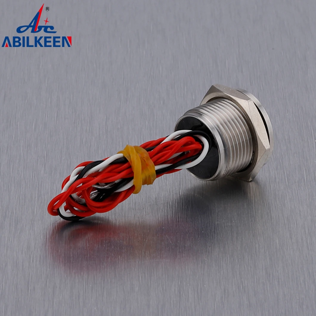 19MM Flat Head 1NO Stainless Steel Piezo Electric Switch Momentary/Latching Touch Pressure Sensititive Button 2A 3-24V Dot Light