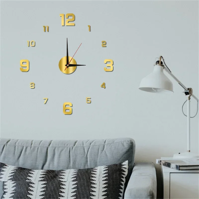 Xiamo Youpin Wall Clock 40cm/16'' Frameless Modern 3D Wall Clock Mirror Sticker Clock for Home Office Hotel School Decoration