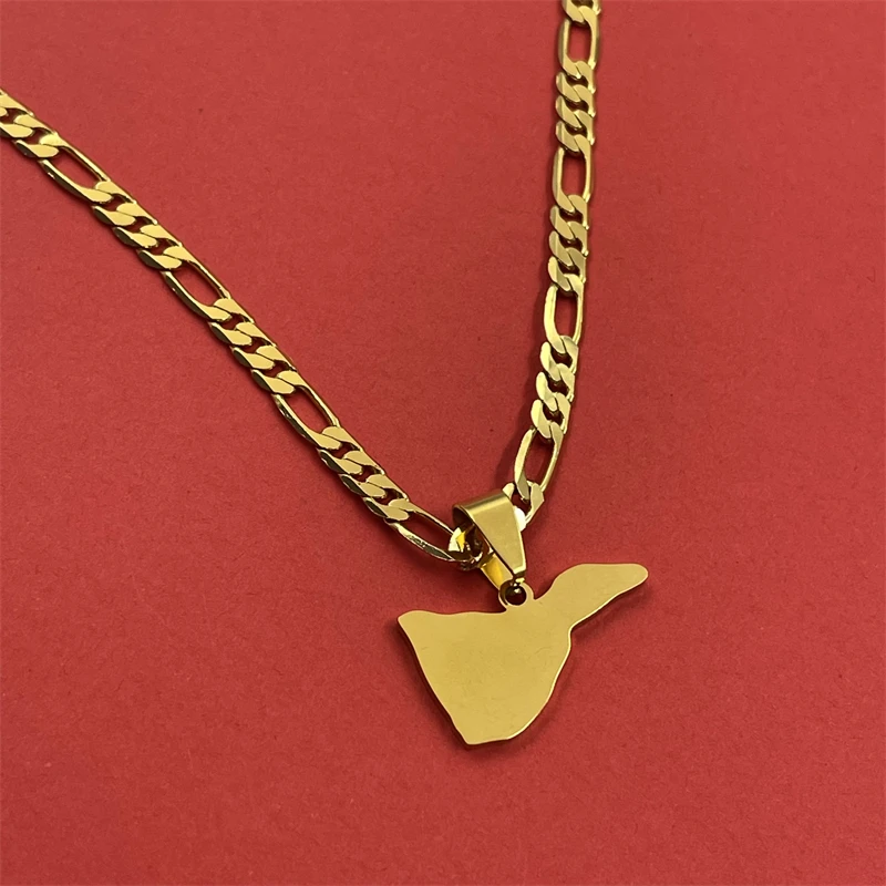 Yemen Country Shape Necklace Vintage Cuban Chain National Contour Pendant Homesick Sentiment Gold Plated Accessory
