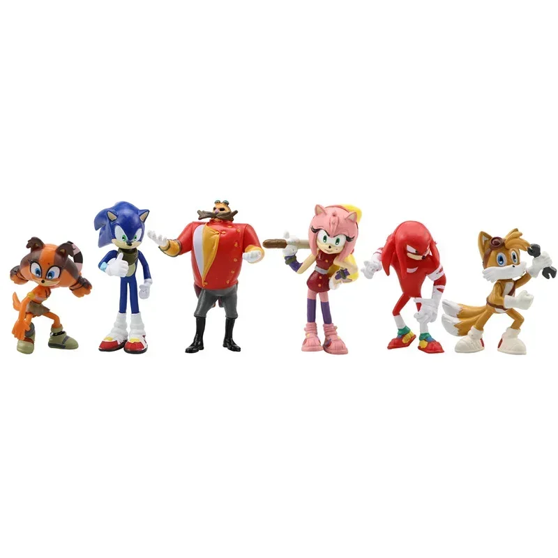 Bonecos de Anime Sonic, Conjunto de 6 Peças, 4ª Geração, Edição Rara Boom, Dr. Eggman, Shadow, Brinquedos de PVC para Crianças, Personagens de 4-7cm, Presente