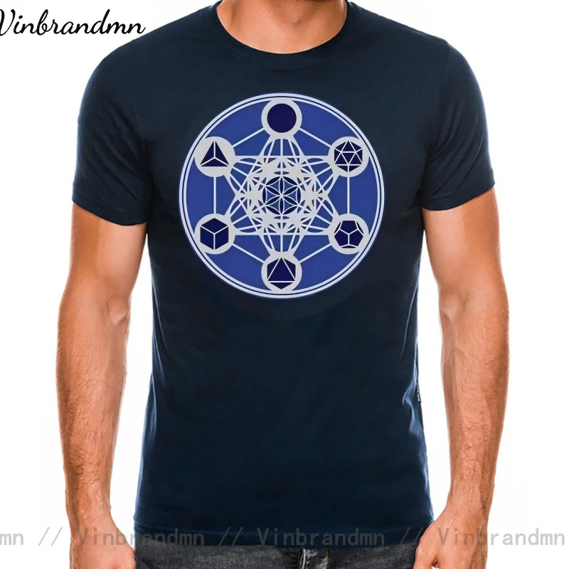 Platonic Solids Sacred Geometry Magic Mandala Metatrons Cube Flower Of Life T Shirt Men Men's T-Shirt Tops Tees Fashion Teeshirt