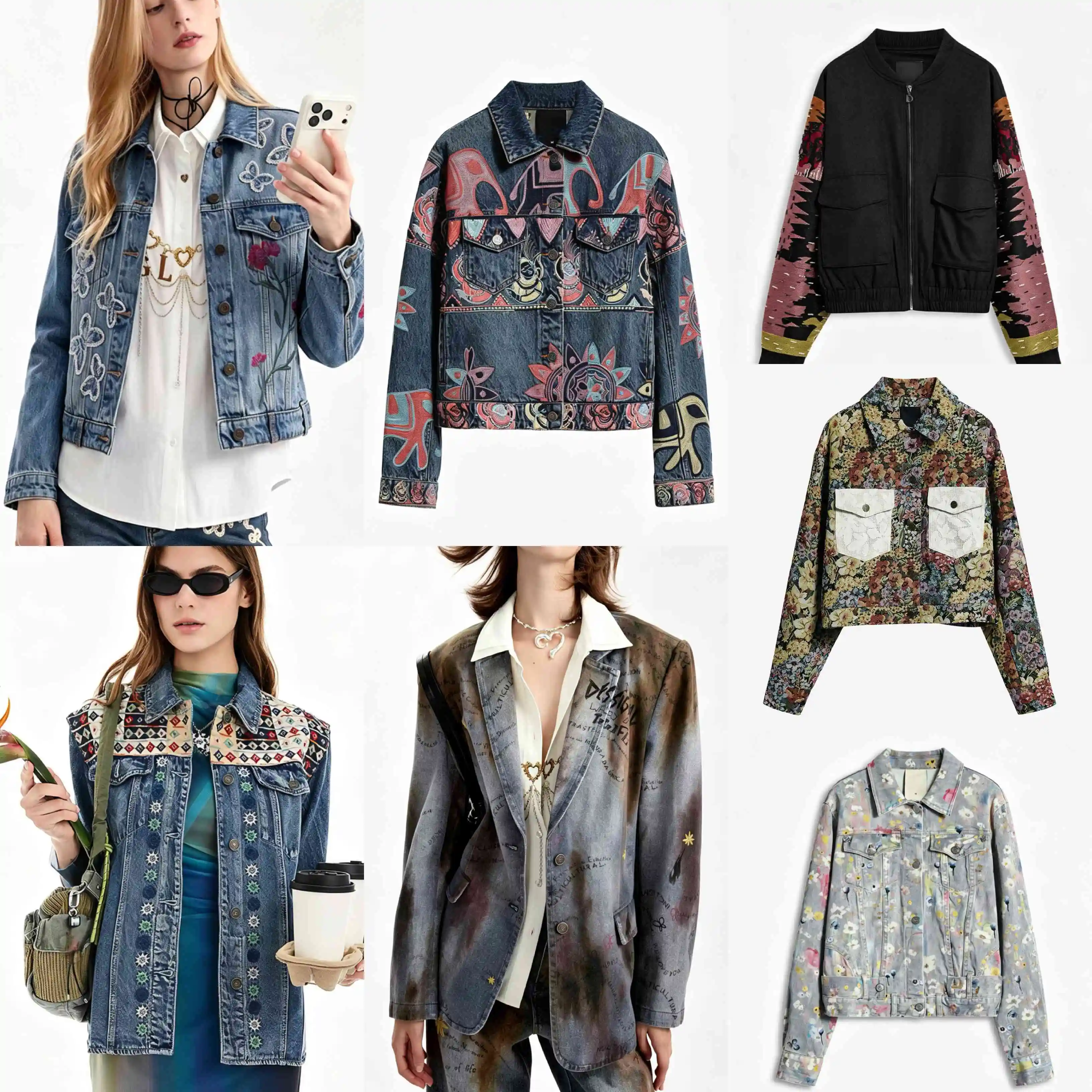 Foreign Trade Spain Original Women's Coat Heavy duty Embroidered Printed Loose Collar Jacket Light Luxury New Product