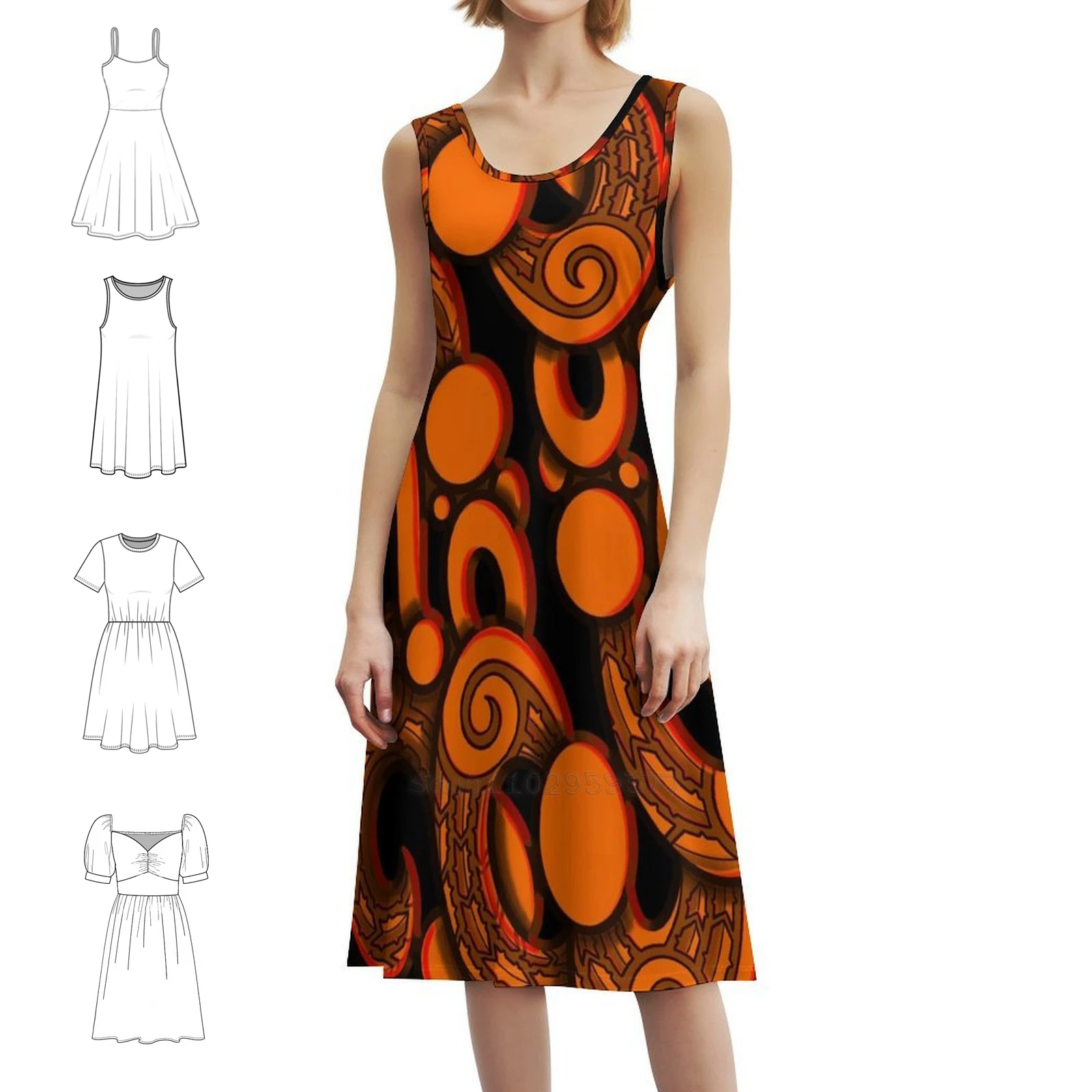 

Tnt-Manaia In Motion-Оранжевое богемное платье без рукавов для женщин, пляжные вечерние платья с принтом Maori Nz Kiwi Aotearoa New Zealand