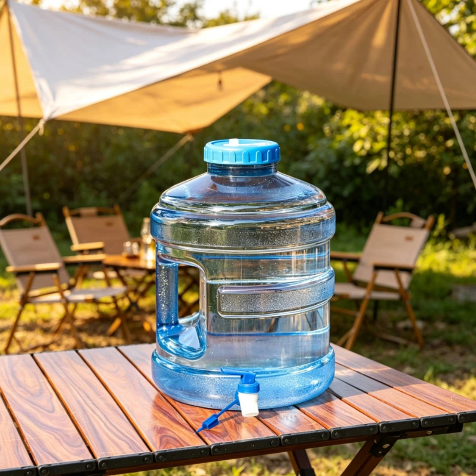 11.3L Portable Water Jug with Faucet for Camping Clear Dispenser Bucket with Handle for Car Boot and Patio