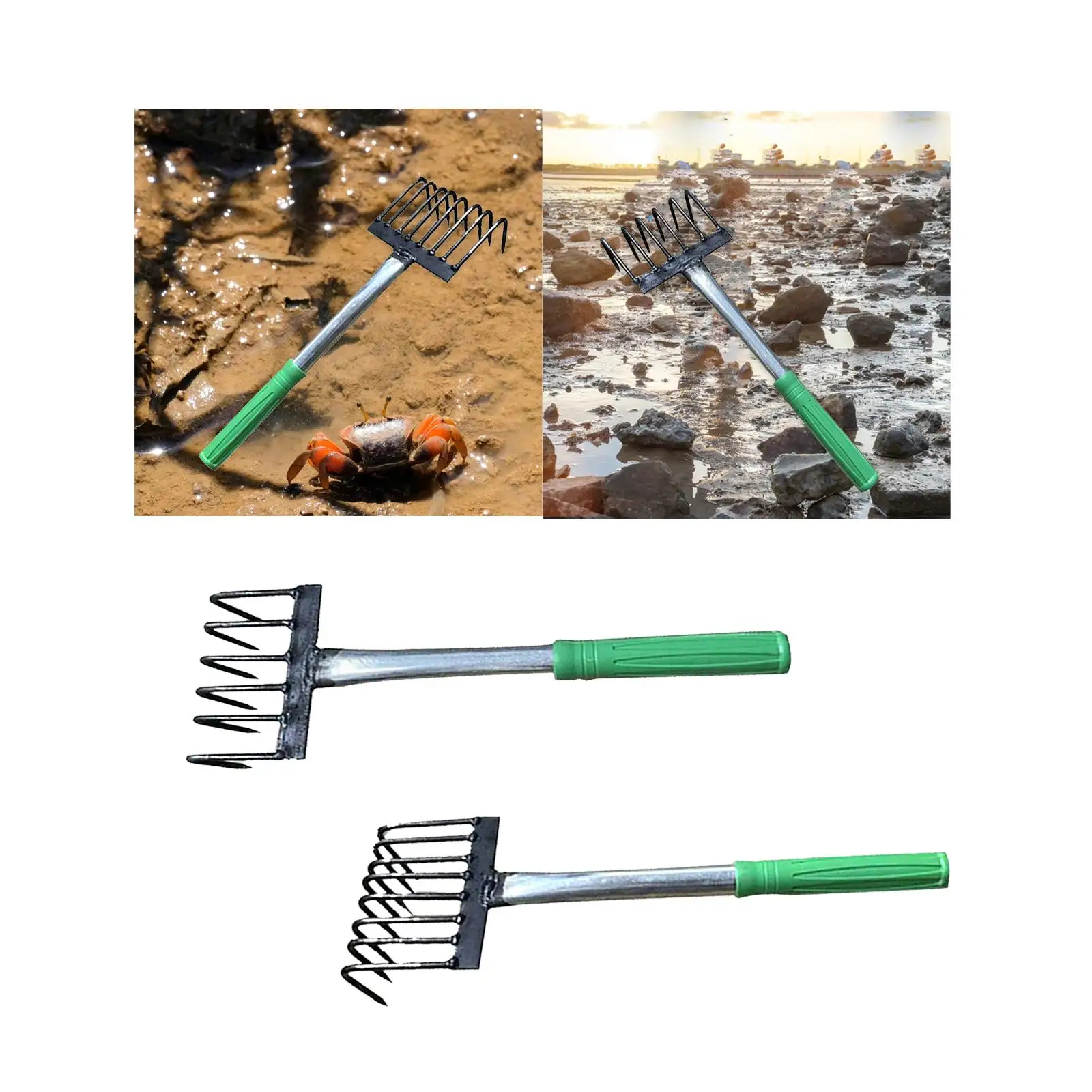 Rastrillo de mano para jardín, herramienta de jardinería, rastrillo pequeño de acero inoxidable resistente para hojas