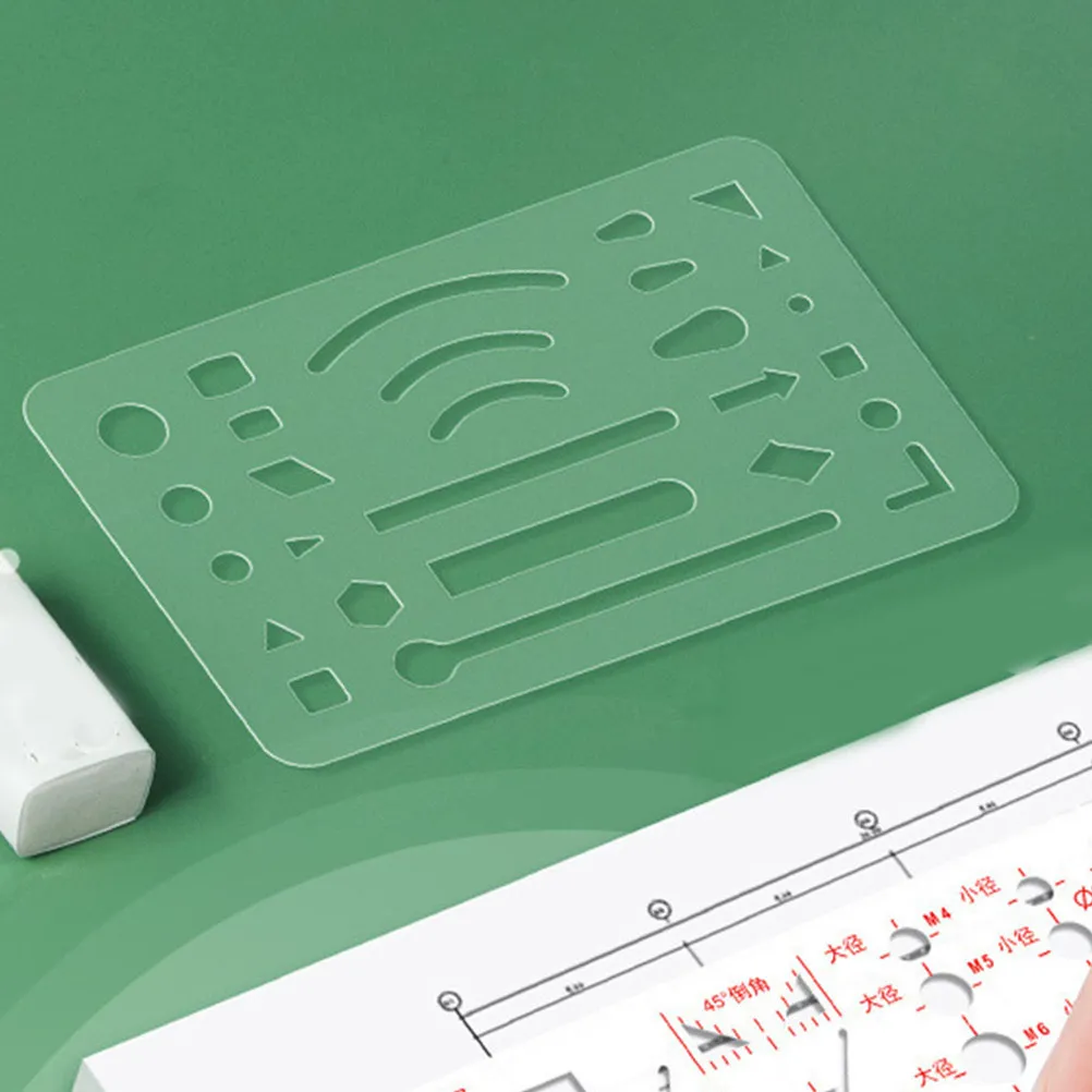 

Набор из 3 прозрачных пластиковых трафаретов для черчения, многофункциональные, для инженерного дизайна, черчения и технических рисунков