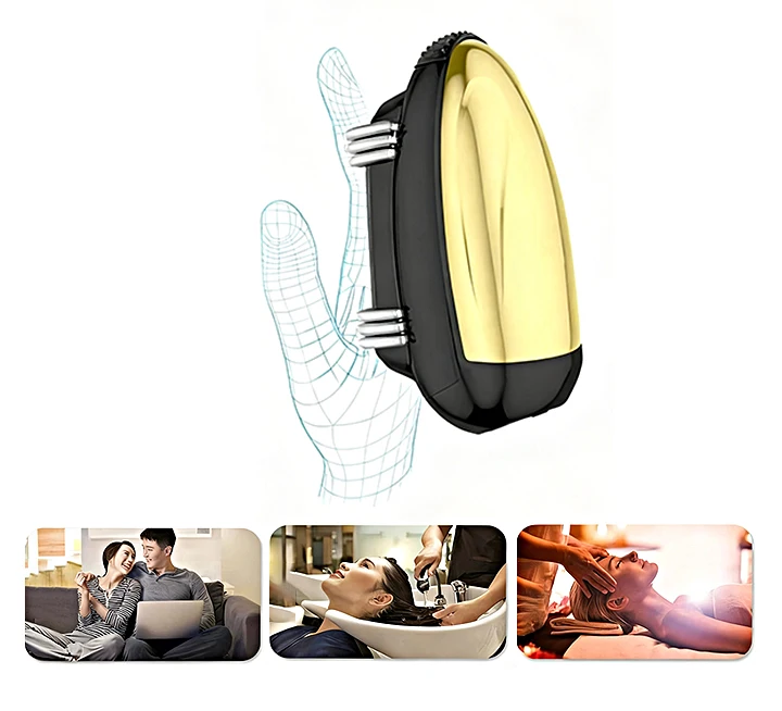 Professional Cordless Handheld Barber Head Scalp Massage Vibration Device 2 Massage Nodes Hot Button For Hair Salon Barber Shop