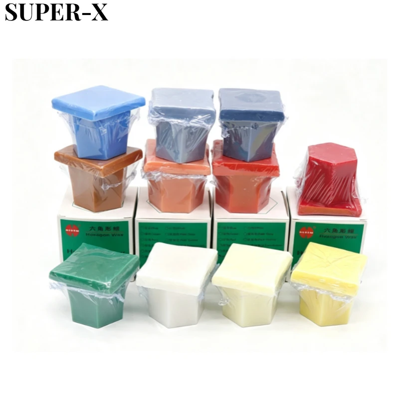 Dental Hexagon Shape Casting Wax Block 80g Aesthetic Model Carving Wax Multiple Colors for Dental Laboratory Denture Wax Tool