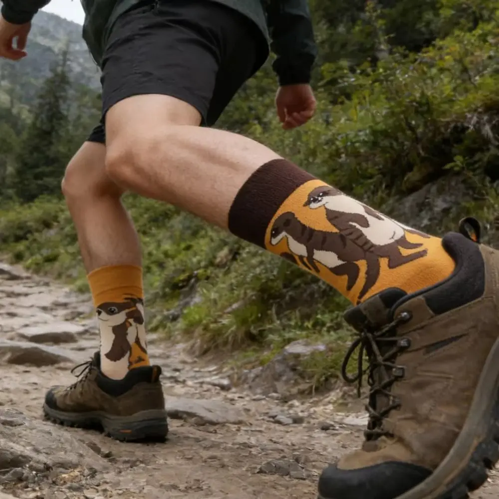 

Fashion Cute Mid-Calf Socks Cartoon Cotton Sports Socks Non-slip Breathable Weasel Pattern Socks For Daily Wearing