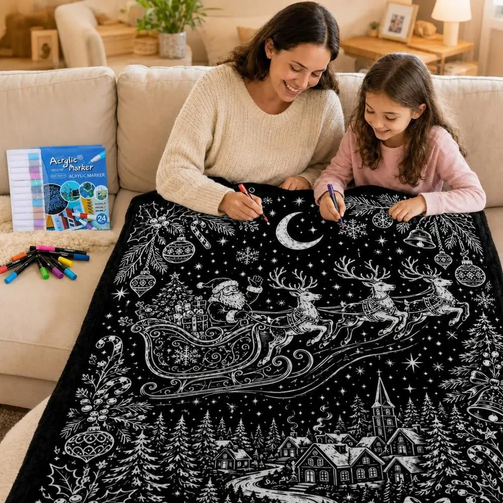 Christmas And Halloween Colored Blanket Creative DIY Family Party Activity Blanket Soft Thick Home Carpet Festival Interaction