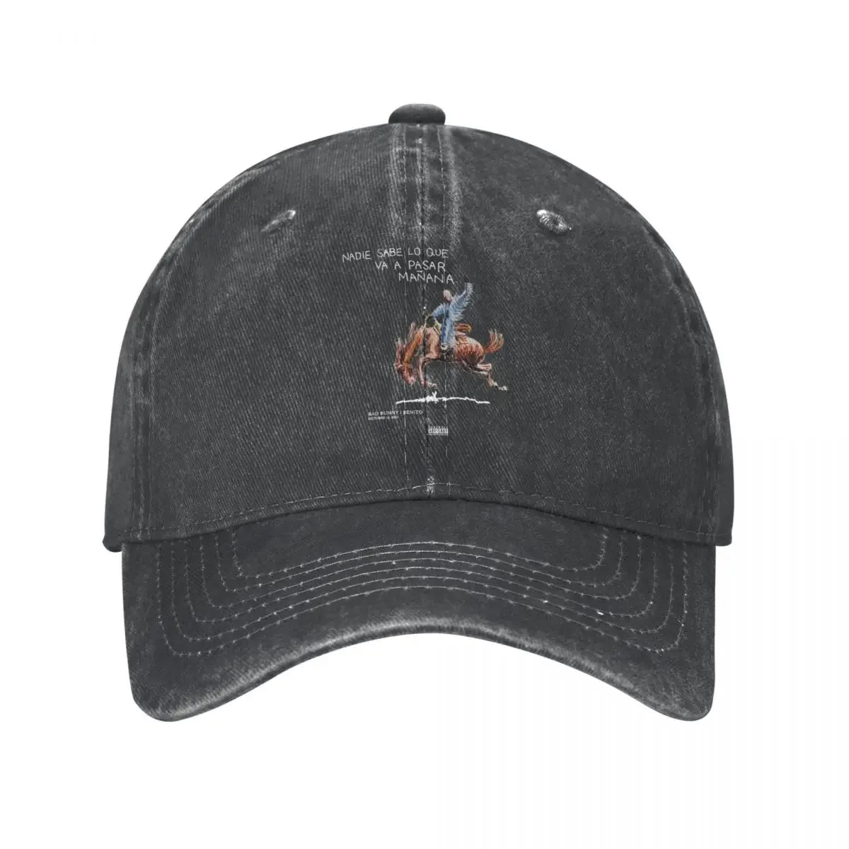 Vintage Bad Bunny เพลง Nadie Sabe เบสบอลหมวกสไตล์ Unisex Distressed Cotton Snapback หมวกฤดูร้อนกลางแจ้งหมวกหมวก