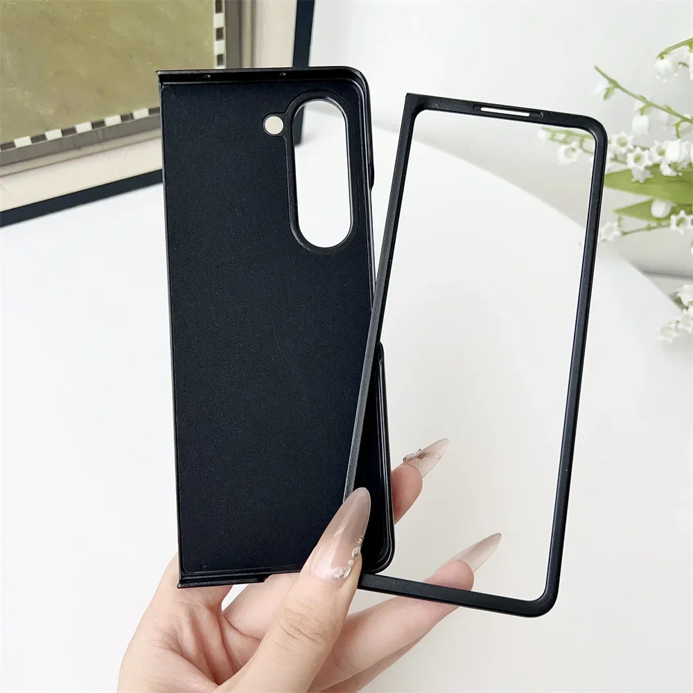 Luxury Business Sle Carbon Fiber Leather Phone Case for Samsung Galaxy Z Fold 7 6 5 4 3 Magsafe Magnetic Wireless Charging Cover