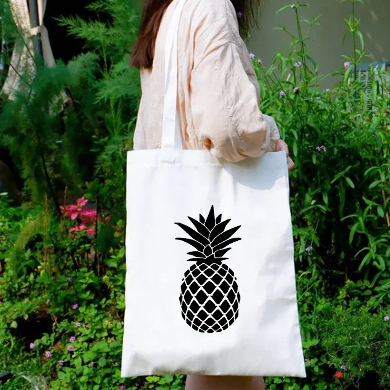 

Pineapples Canvas Bag Women Vacation Tote Bag Canvas 2024 Holiday Eco Friendly Products Hawaii Shopping Bags Casual