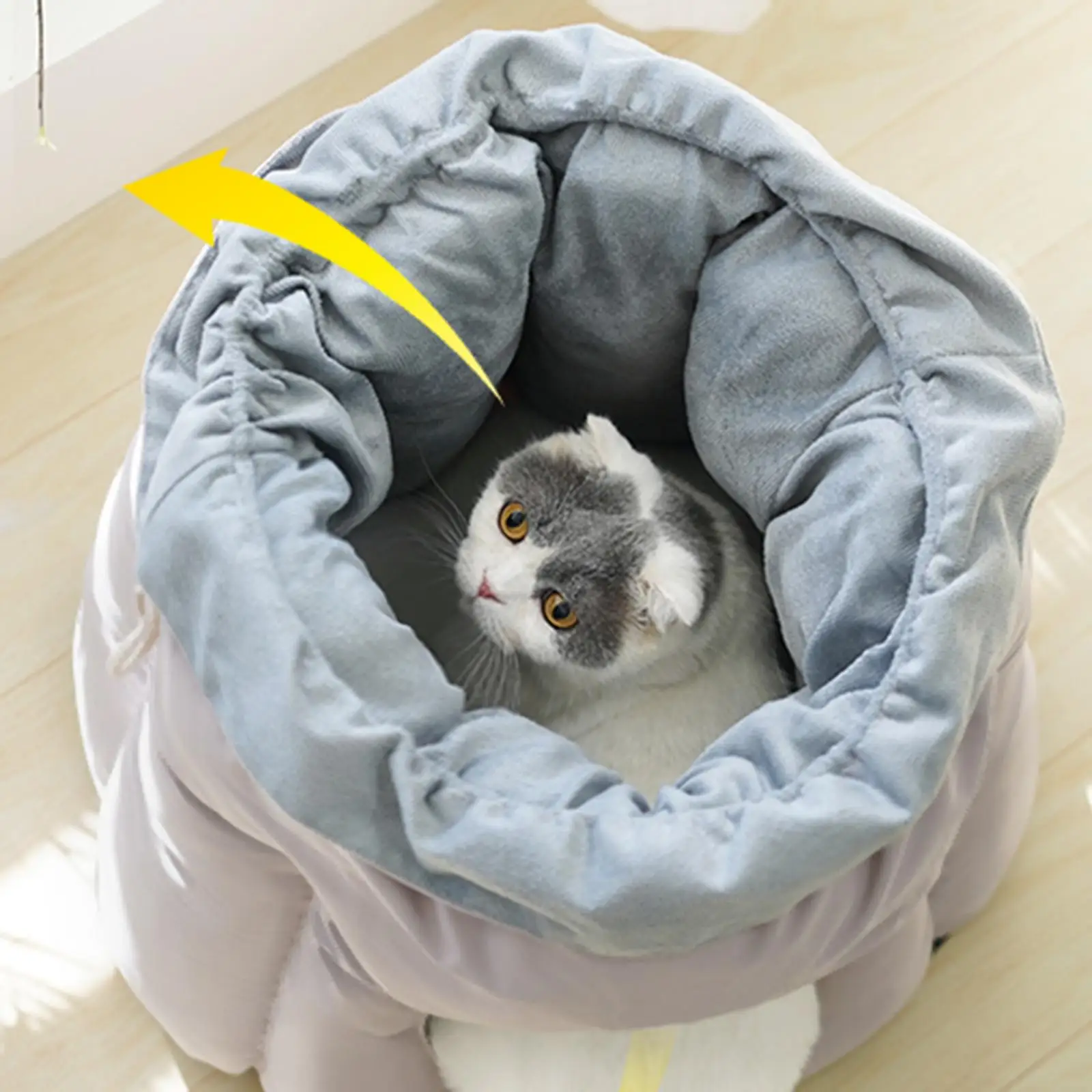 

Soft Cave Pet Bed Cat Non-slip Decorative Drawstring Nest Warm Cushion Blanket