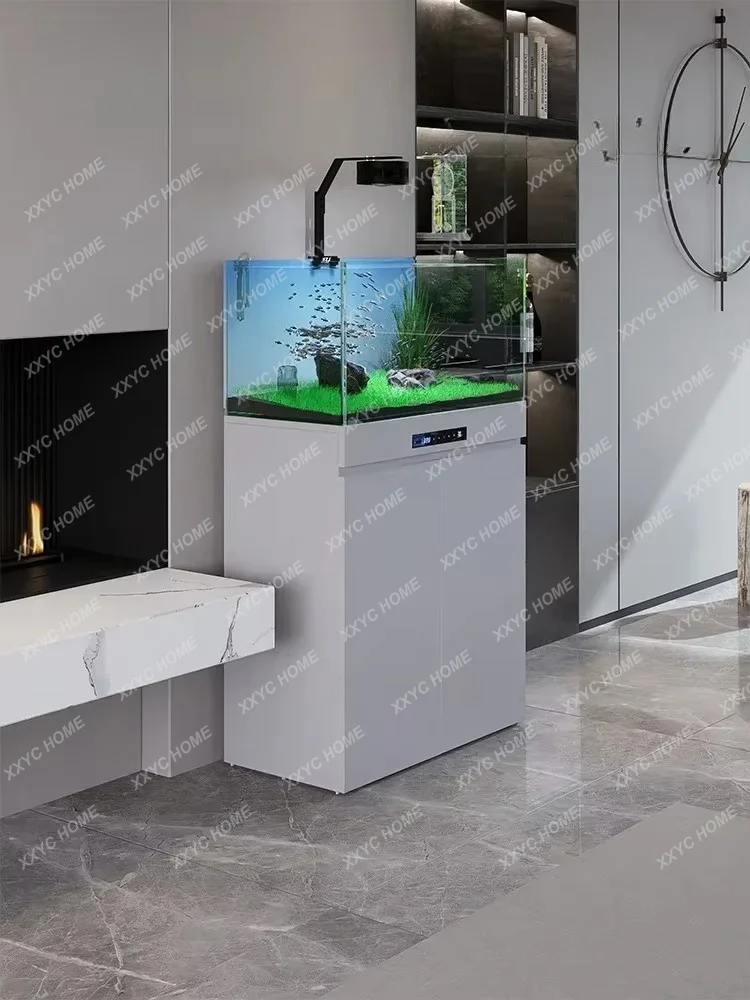 XX Goldfish tank living room small glass tank ecological bottom filter ultra-white smart aquarium