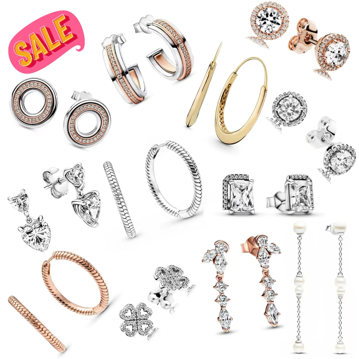 Hot Selling 2026 Heart-shaped Circle Earrings S925 Pure Silver Rose Earrings Women's Jewelry Wedding Gifts